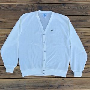 Izod Lacoste Mens Cardigan Sweater XL White